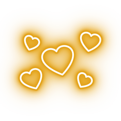 Neon yellow hearts icon