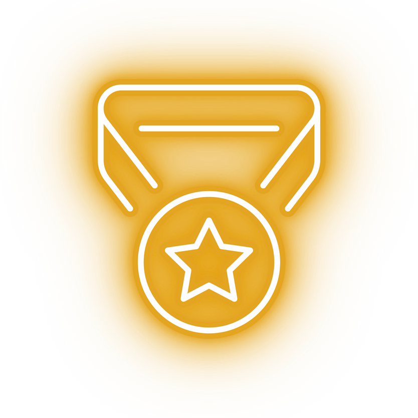 Neon yellow medal icon